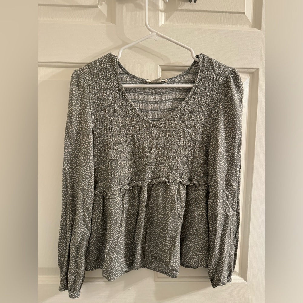 Green and white long sleeve shirt